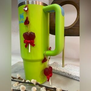2 pieces friendship charm for Stanley cup, party favors heart lollipop shape